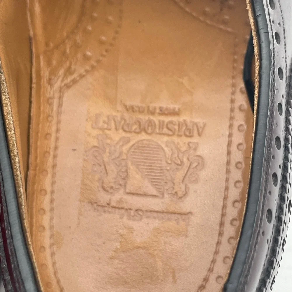 Johnston & Murphy Aristocraft Cordovan Leather‎ Wingtip Oxford Shoe 9.5 USA